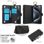 Apple iPhone Zipper Leather Wallet Case with Card Slots