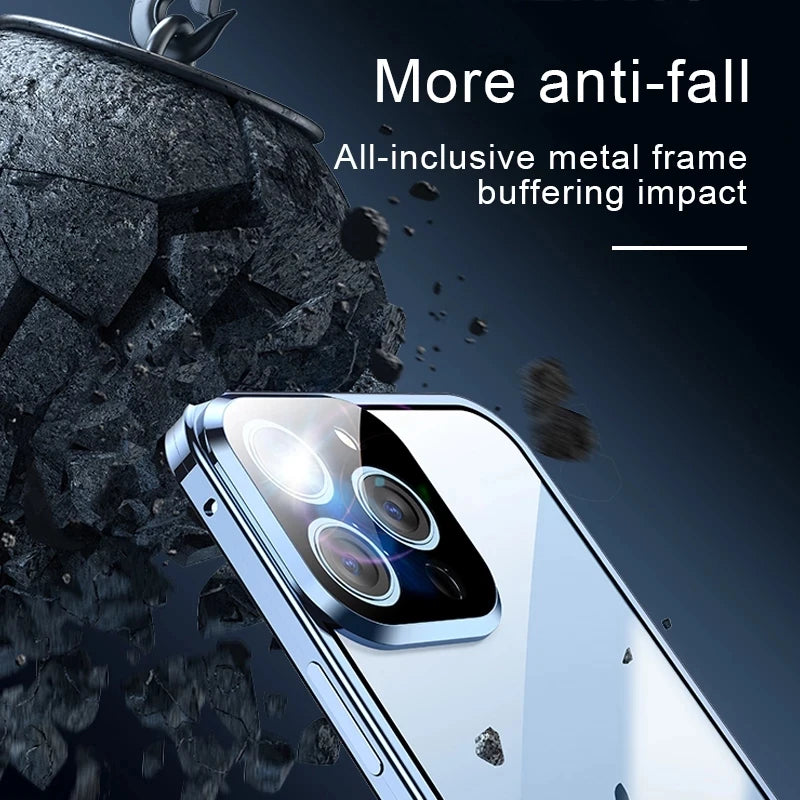 Apple iPhone 360° Full Protection Metal Magnetic Snap Lock Phone Case