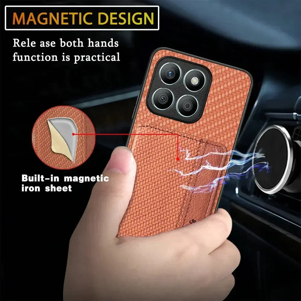 Honor Card Wallet Flip Case Leather Magnetic Back Cover With Card Slot Lens Protection