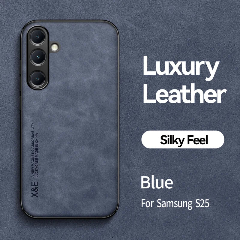 Samsung Galaxy Luxury Leather Case With Magnetic Plate Support