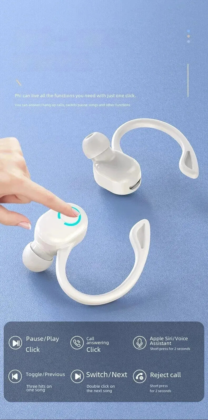 Sports Wireless Bluetooth Hooked Earphones