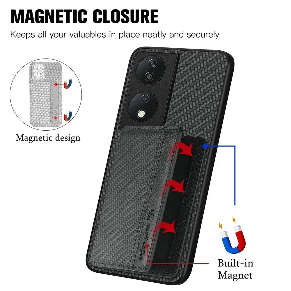 Honor Card Wallet Flip Case Leather Magnetic Back Cover With Card Slot Lens Protection