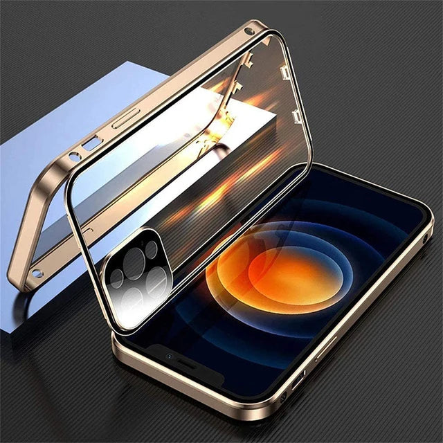 Apple iPhone 360° Full Protection Metal Magnetic Snap Lock Phone Case
