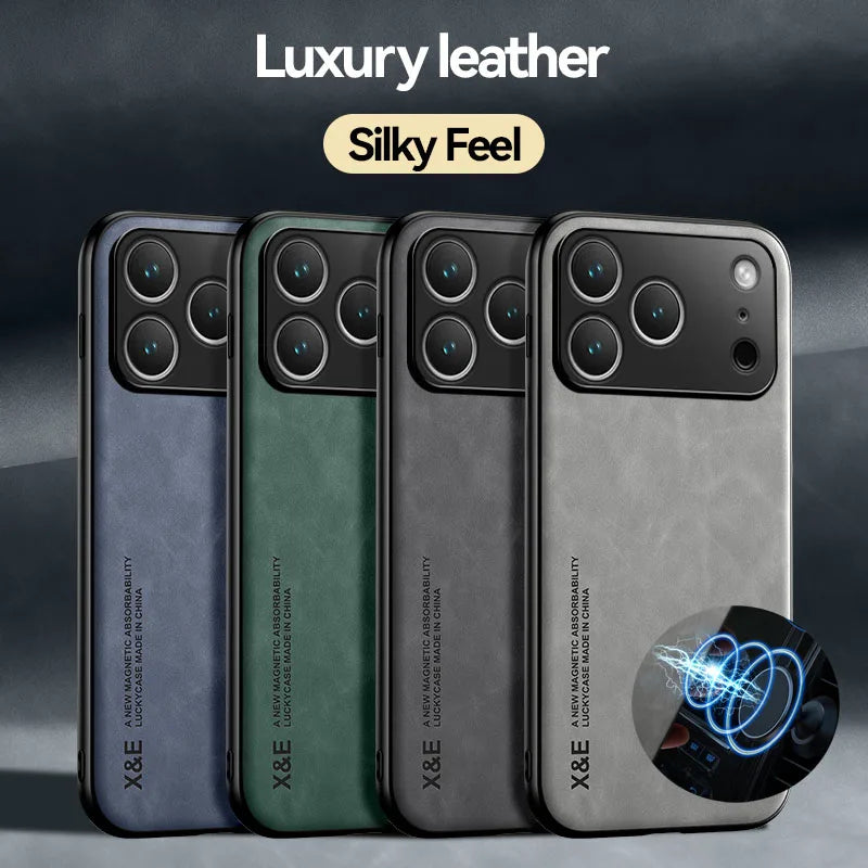 Apple iPhone Luxury Leather Case With Magnetic Plate Support Car Hold