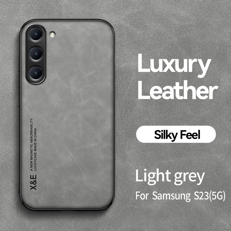 Samsung Galaxy Luxury Leather Case With Magnetic Plate Support