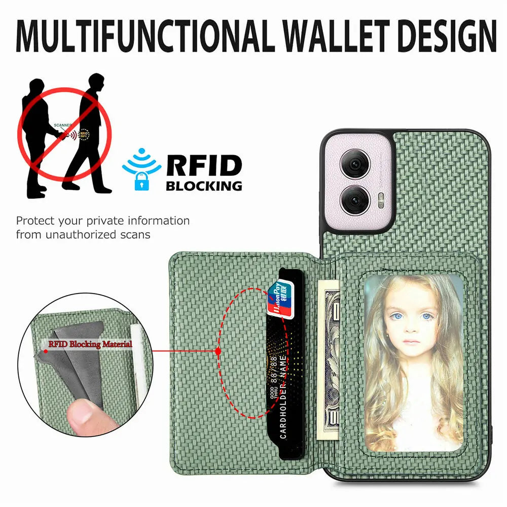 Motorola RFID Magnetic Leather Wallet Case For Moto G Series With Card Slot And Slim Protection