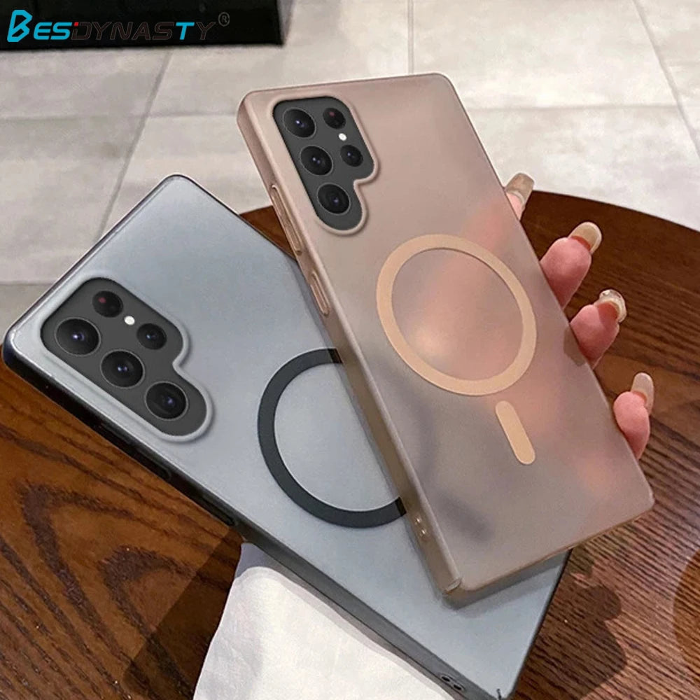 MagSafe Clear Matte Case For Samsung Galaxy Phones Shockproof