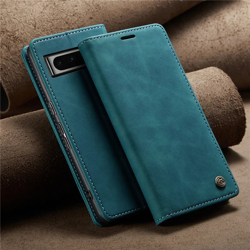 Google Pixel Retro Leather Flip Case
