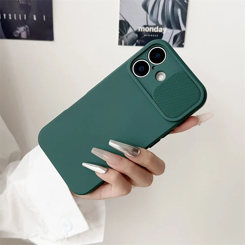 Apple iPhone Soft Silicone Case with Sliding Lens Protector