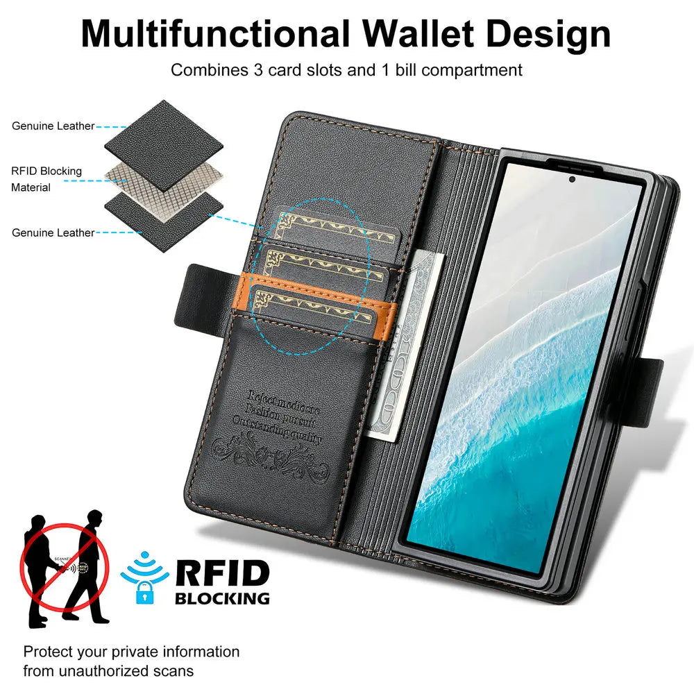 Samsung Galaxy Z Fold Leather Wallet Case Magnetic Flip Cover