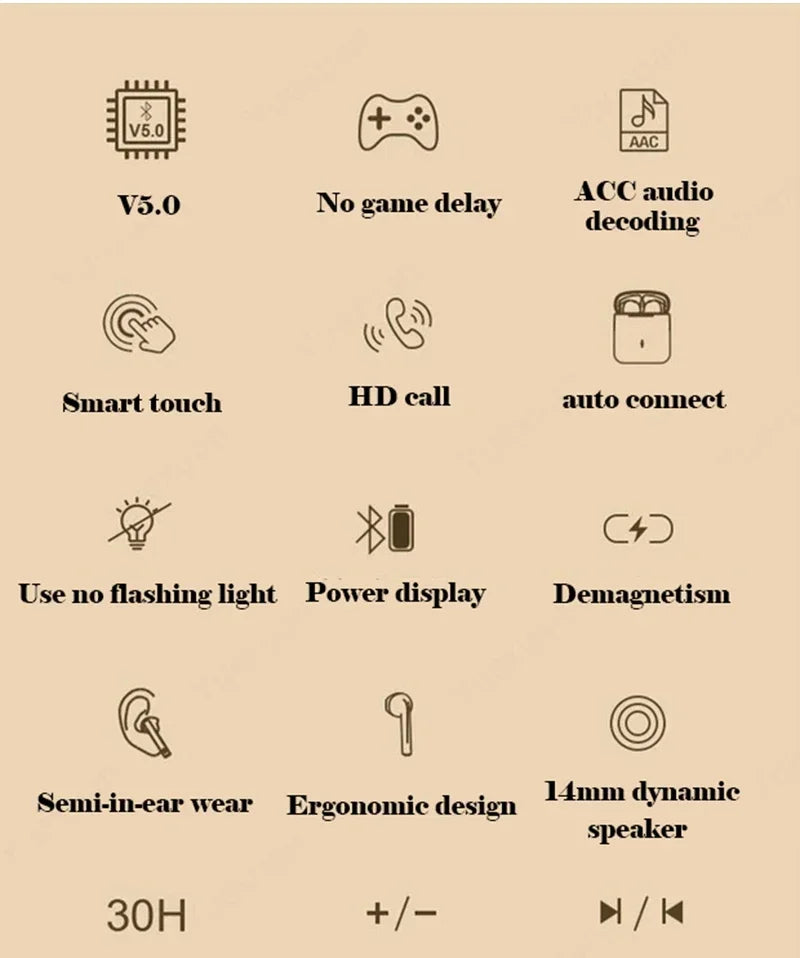 Wireless Earphones J18 In Ear TWS Bluetooth Waterproof With Microphone