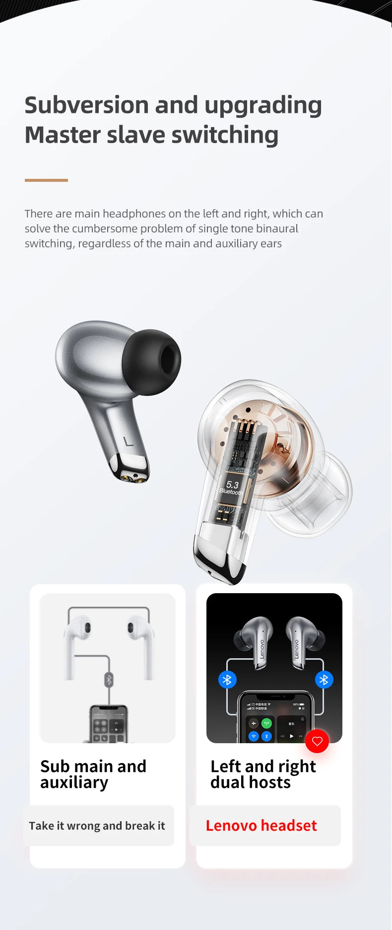 Lenovo Bluetooth Wireless Ear Pods