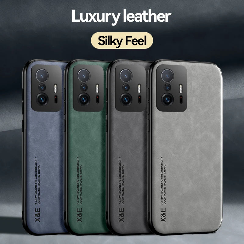 Xiaomi Luxury Leather Phone Case With Magnetic Plate Support