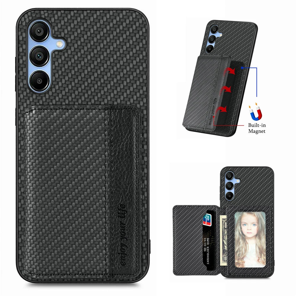 ShieldGuard Leather Anti Theft Card Case Wallet For Samsung Galaxy Magnetic
