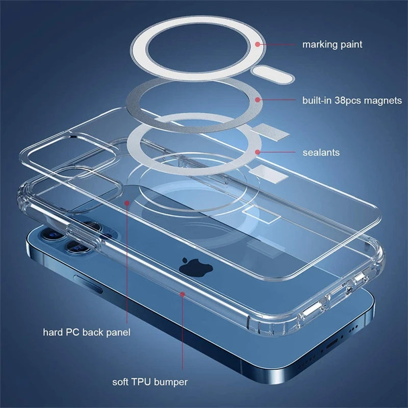 Apple iPhone Clear Phone Case with Magsafe Wireless Charging