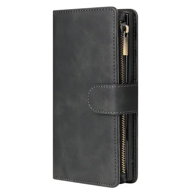 Leather Zipper Wallet Case for Samsung Galaxy