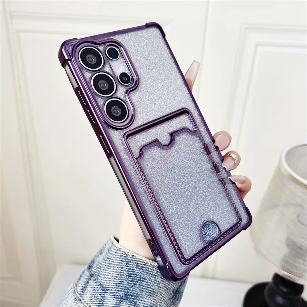 Glitter Gradient Plating Samsung Galaxy Case with Shockproof Protection