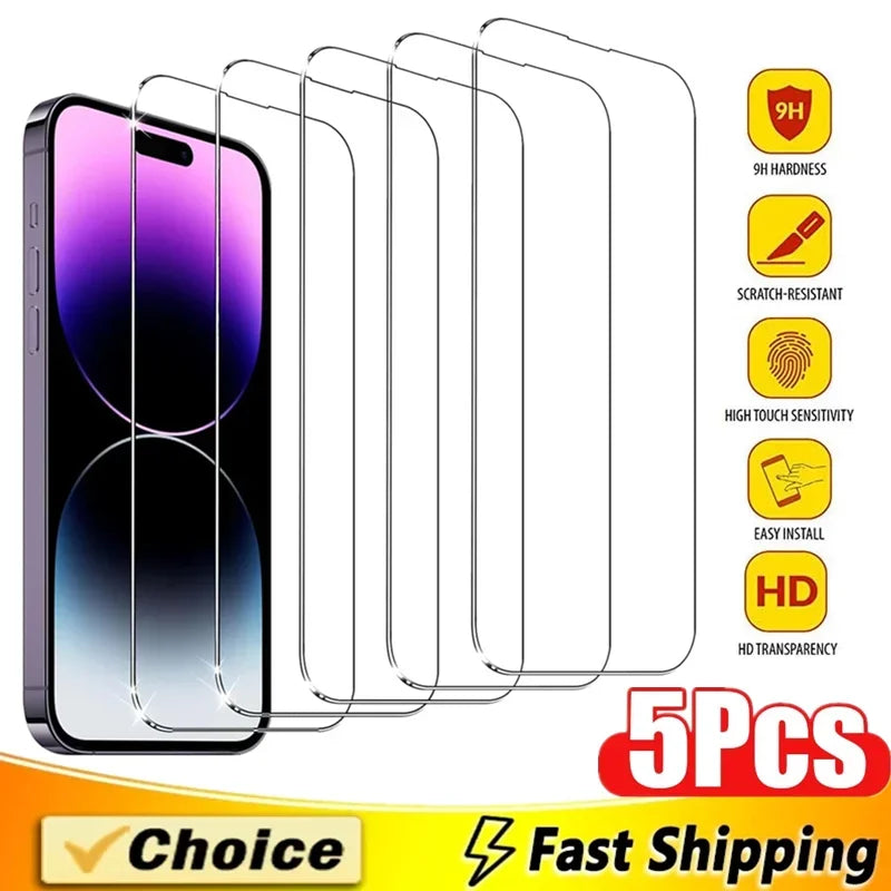Apple iPhone Tempered Glass Screen Protector - 5 Pack