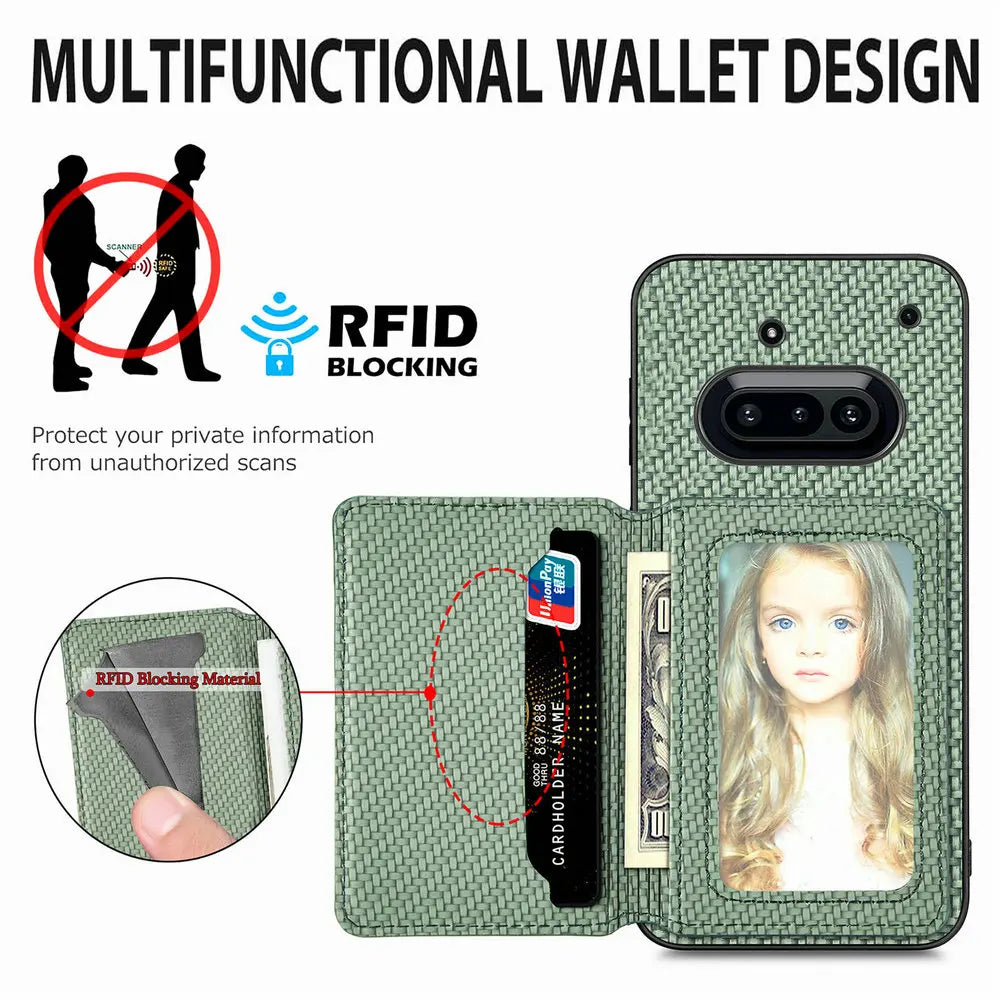 Nothing Phone Case Leather Card Wallet RFID 360 Protection Magnetic Back Cover