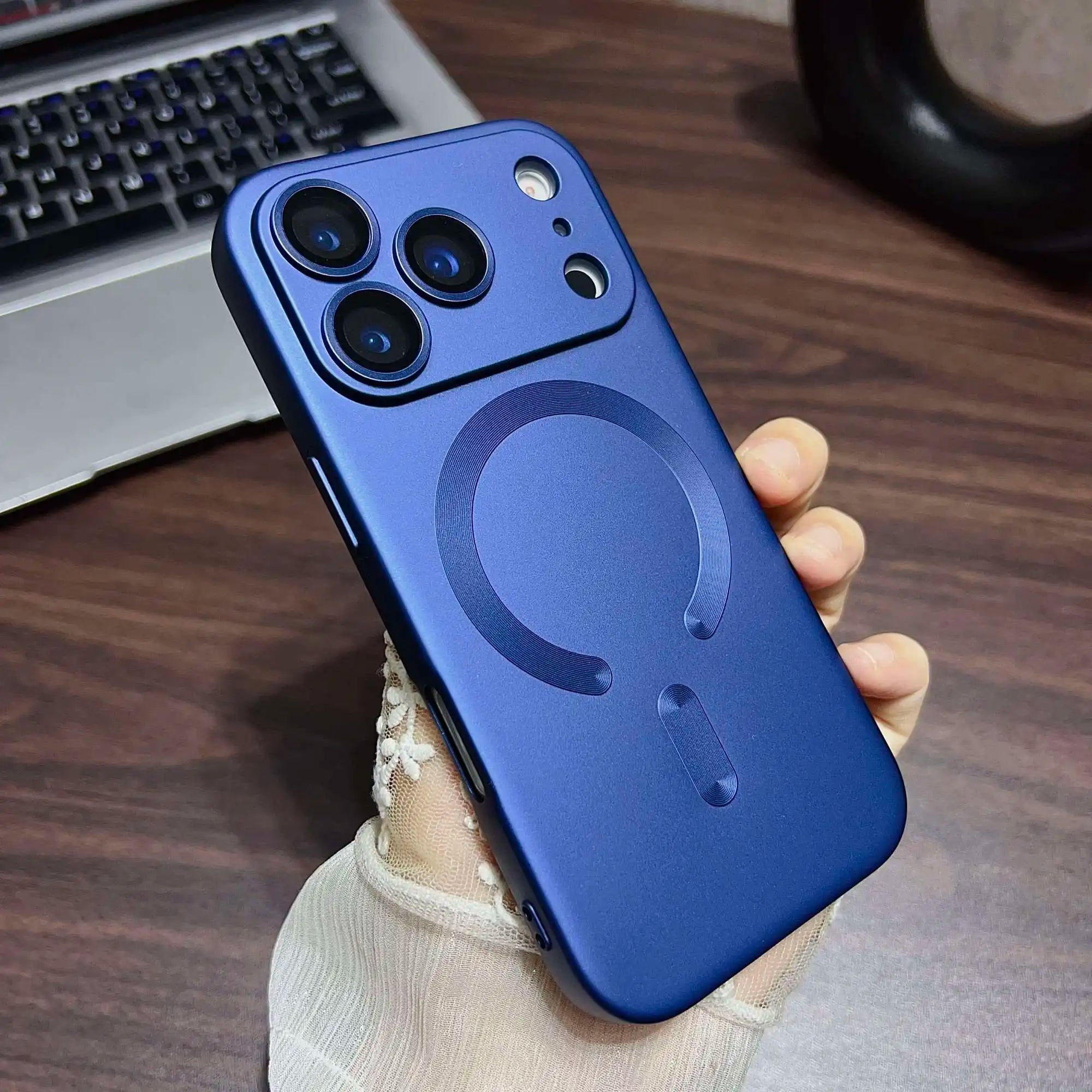 Apple iPhone Metallic Magsafe Soft Case with Lens Protector