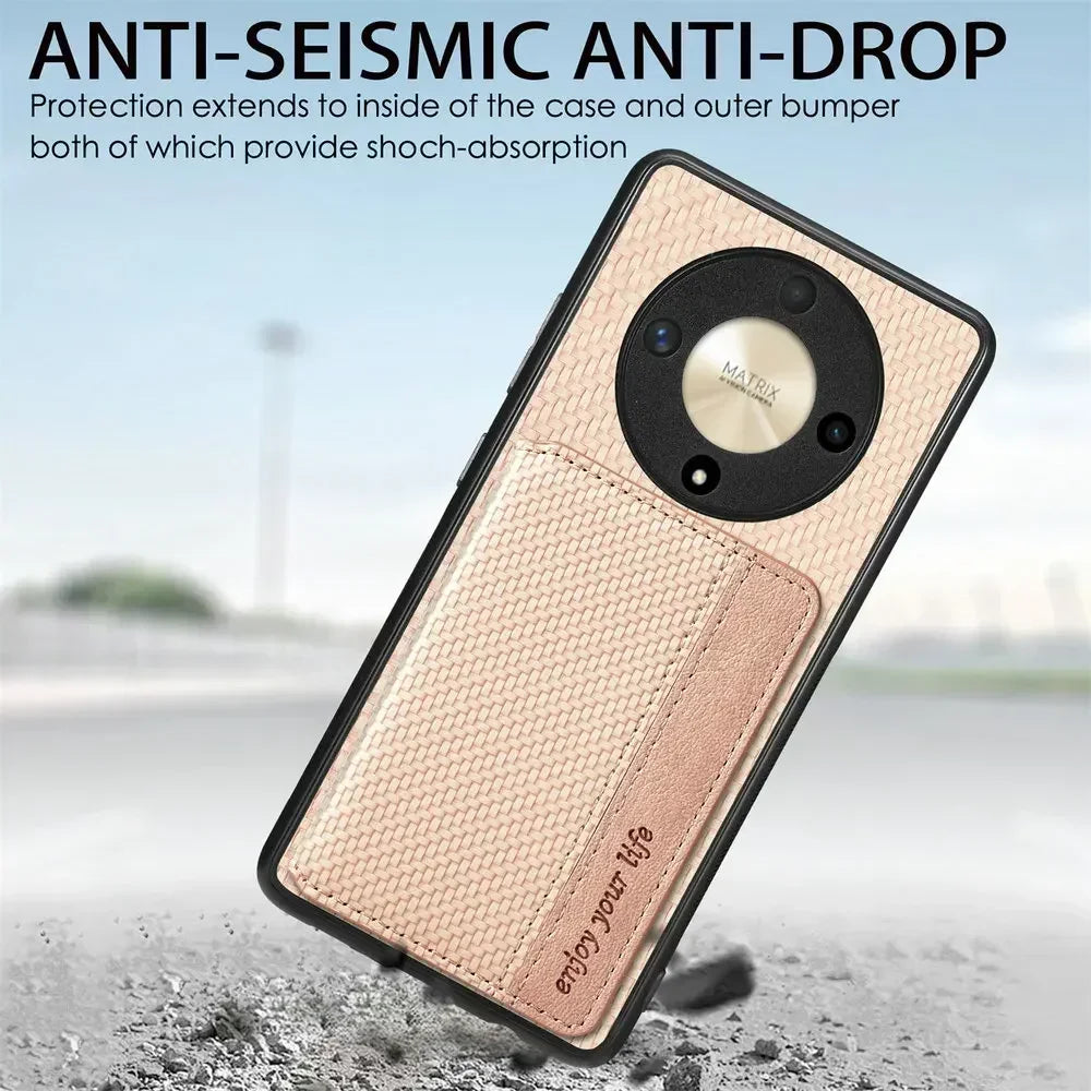 Honor Card Wallet Flip Case Leather Magnetic Back Cover With Card Slot Lens Protection