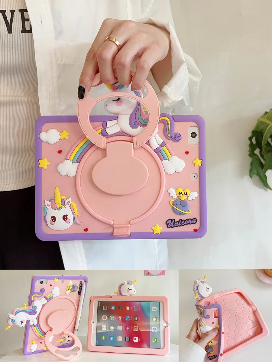 Apple iPad Kids Cartoon Silicone Case with Stand