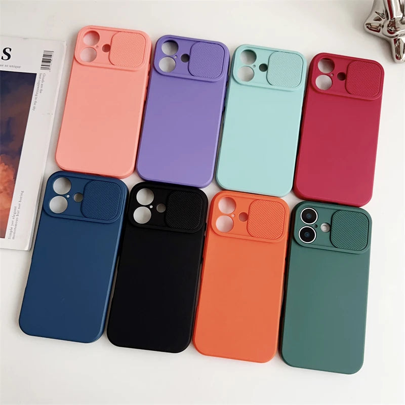 Apple iPhone Soft Silicone Case with Sliding Lens Protector