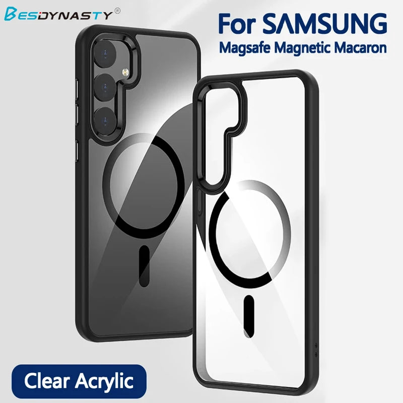 Samsung Galaxy Clear Acrylic Magnetic Case With Scratch Resistant Lens Protection