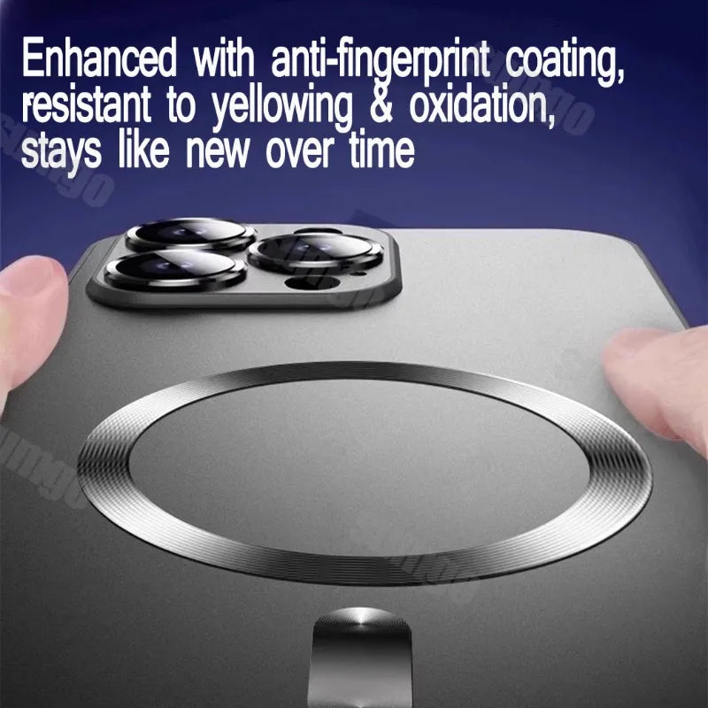 Apple iPhone Luxury Matte Finish Magsafe Anti-Slip Silicone Case with Lens Protector