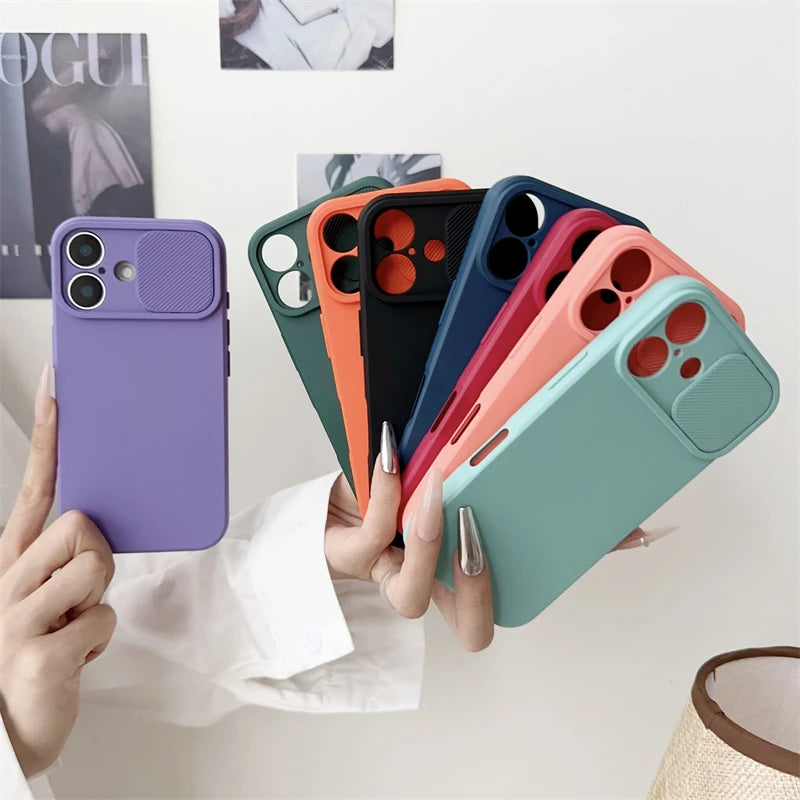 Apple iPhone Soft Silicone Case with Sliding Lens Protector