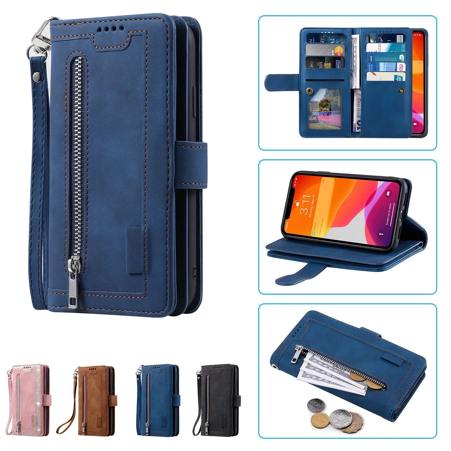 Xiaomi POCO Multi 9-Card Zipper Wallet Case