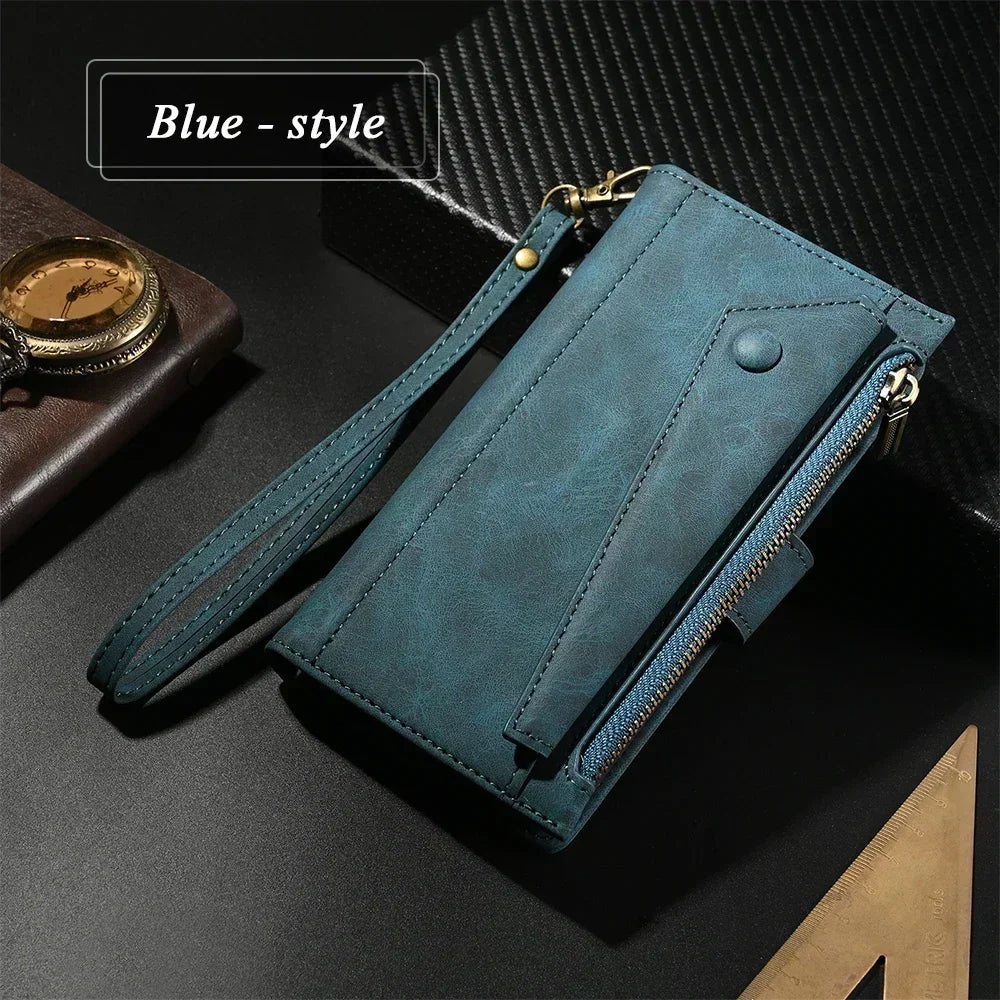 Honor Leather RFID Crossbody Wallet Case for Honor 400 Pro 5G 2025 Luxury 8 Card Nero