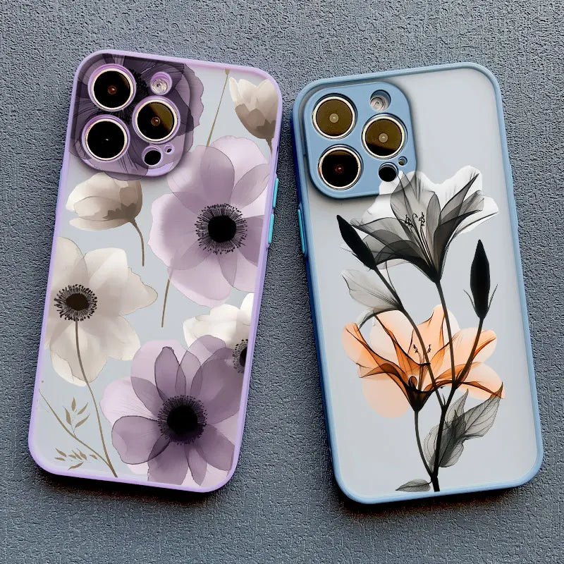 Apple iPhone Ink Wash Flower Painting Phone Case