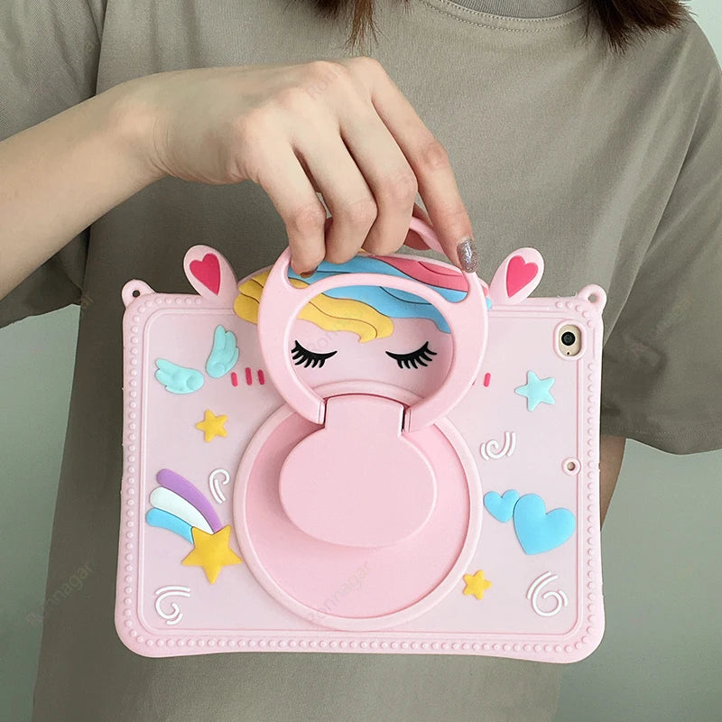 Apple iPad Kids Cartoon Silicone Case with Stand