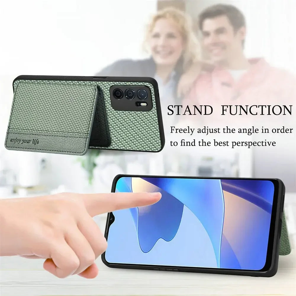 Funda RFID Leather Card Wallet Case For OPPO Reno