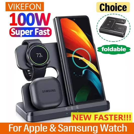 Apple & Samsung - 3 in 1 Wireless Charger Stand
