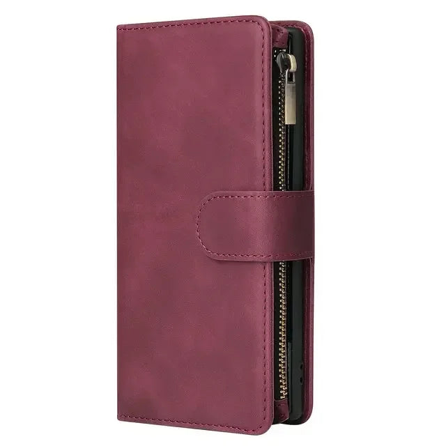 Leather Zipper Wallet Case for Samsung Galaxy