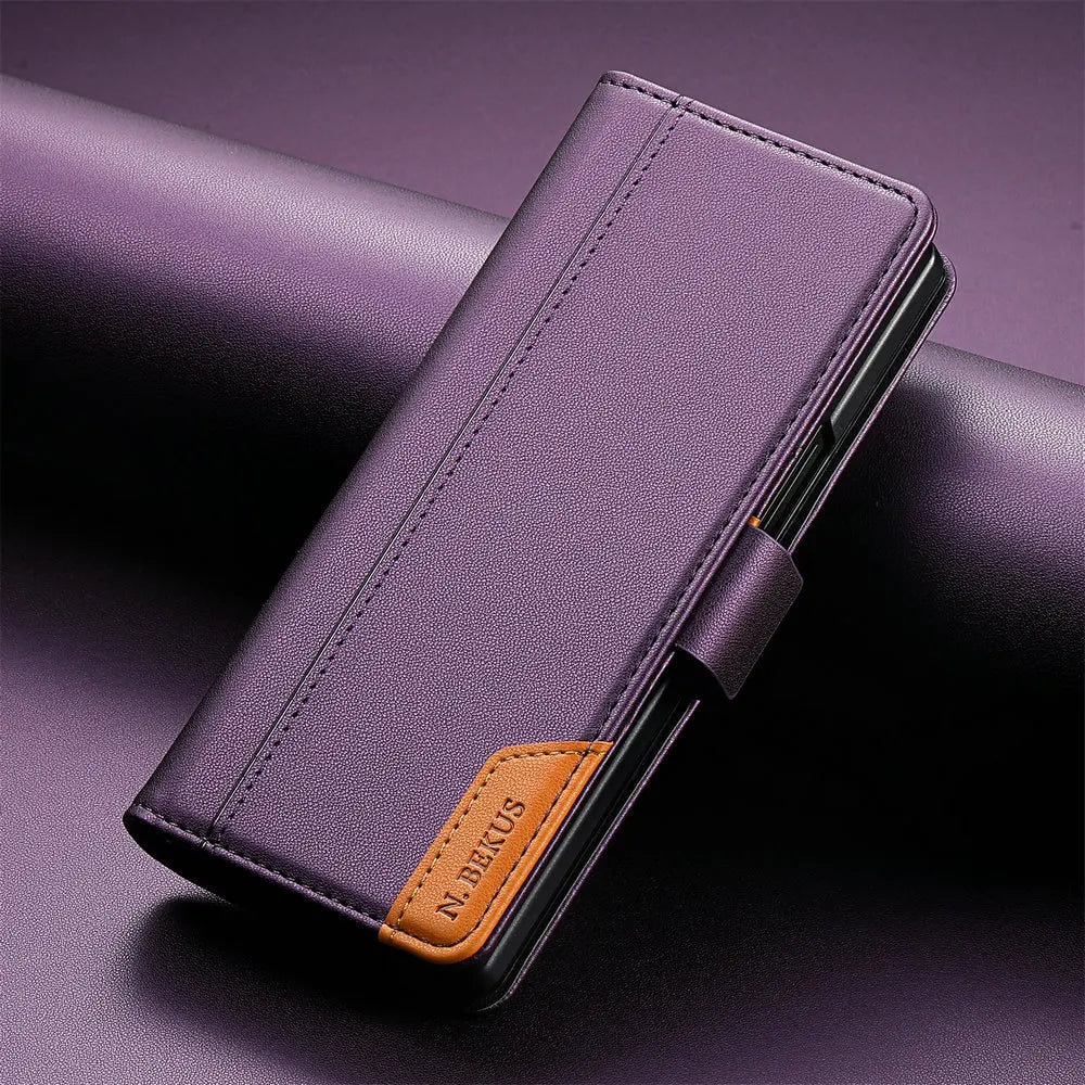 Samsung Galaxy Z Fold Leather Wallet Case Magnetic Flip Cover
