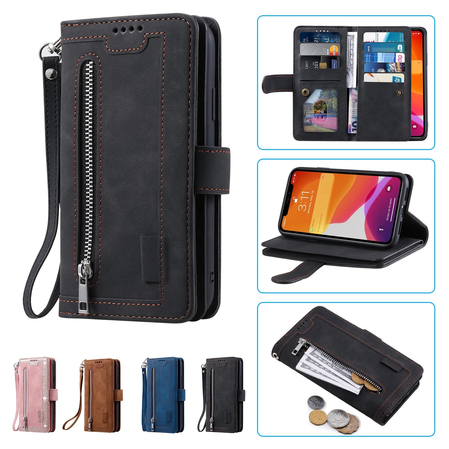 Xiaomi POCO Multi 9-Card Zipper Wallet Case