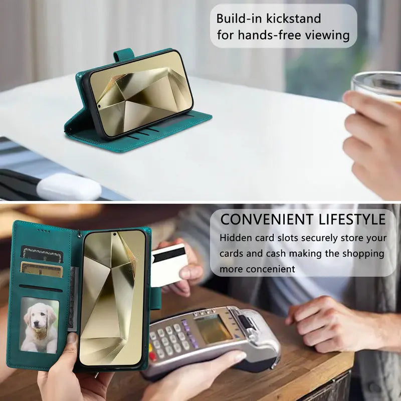 NovaCase Flip Case Wallet Samsung Galaxy Card Holder Magnetic Closure