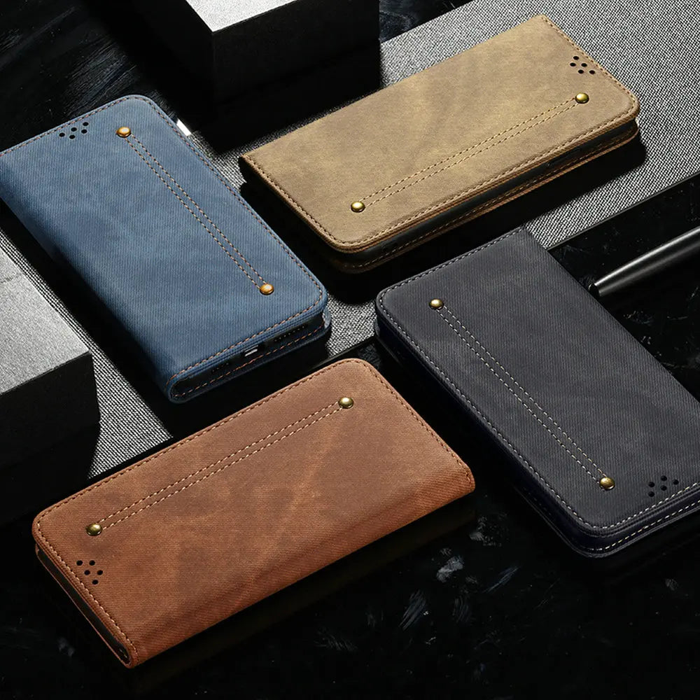 LuxCase Leather Magnetic Flip Wallet for Samsung Galaxy