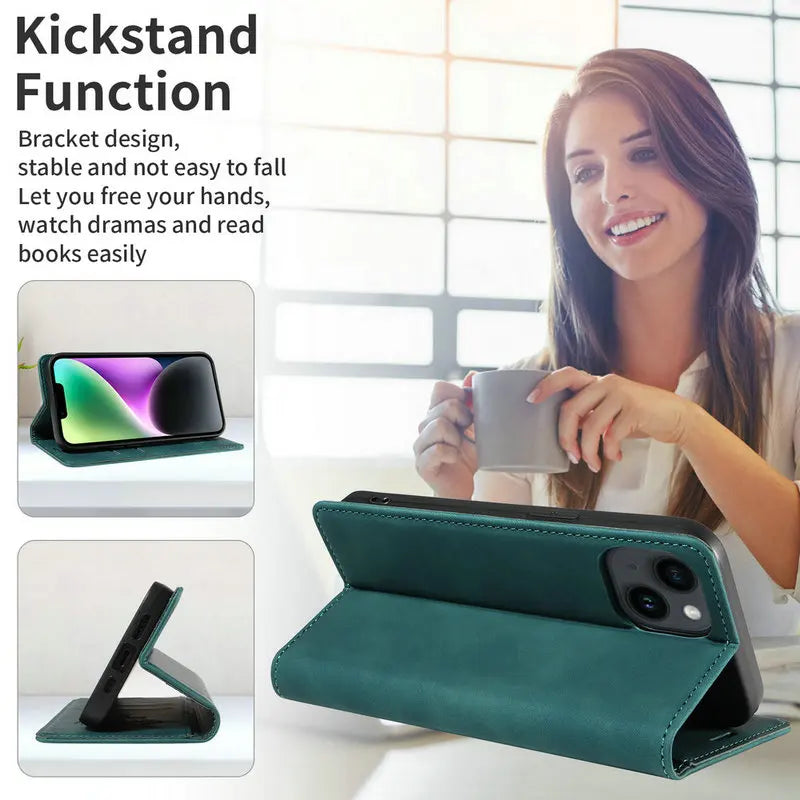 Vivo Flip Case RFID Leather Wallet Card Holder Armor