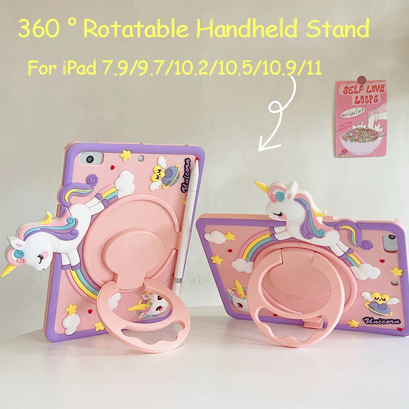 Apple iPad Kids Cartoon Silicone Case with Stand