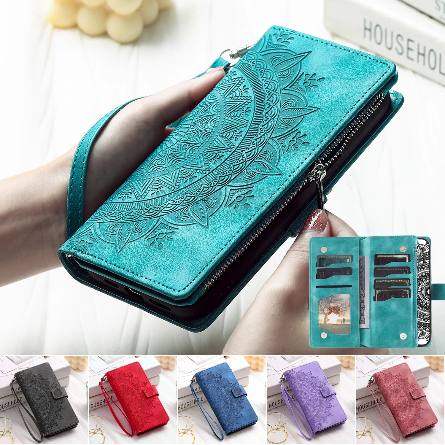 Samsung Galaxy Embossed Leather Flip Case