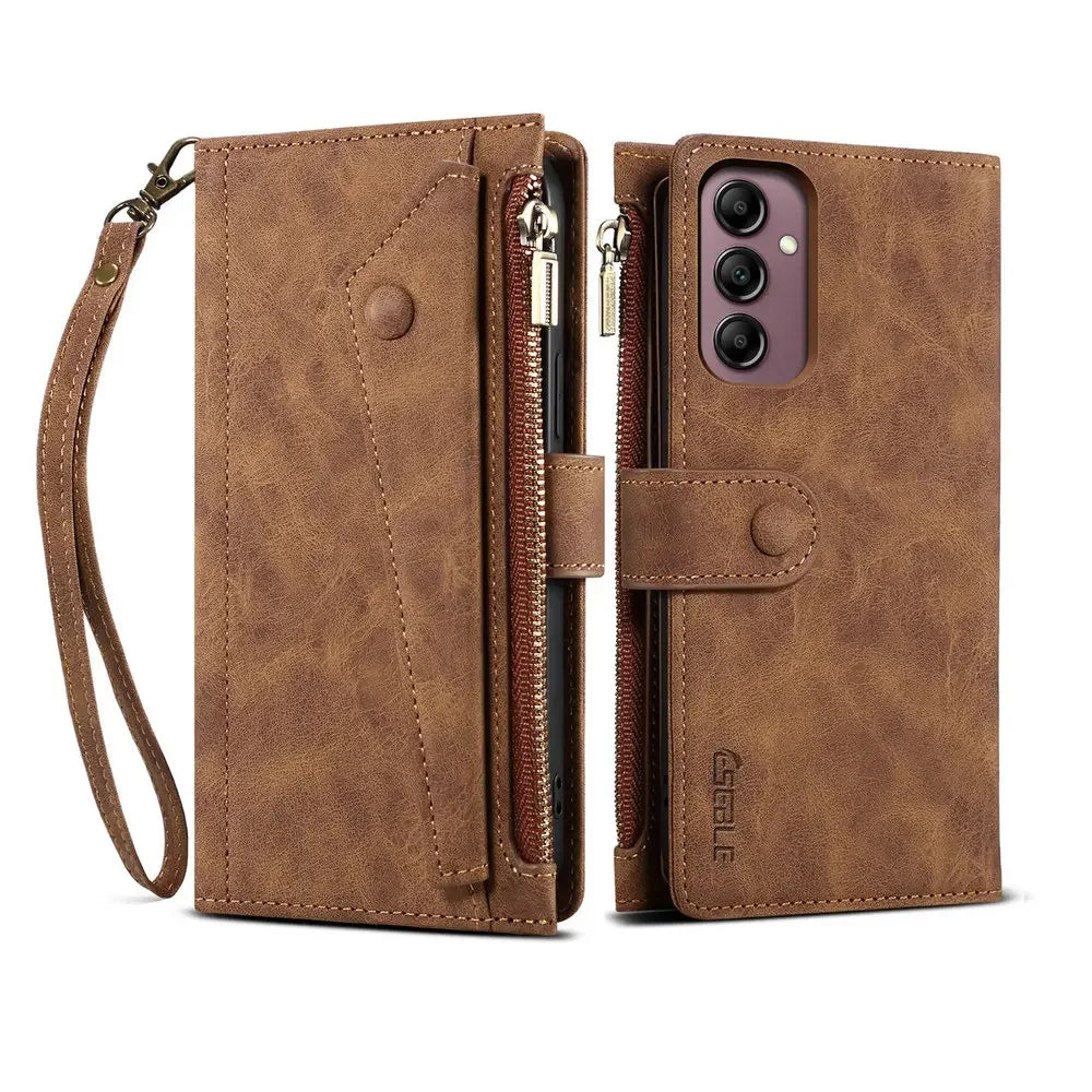 Zipper Leather Crossbody RFID Case Nero for Samsung Galaxy M Series