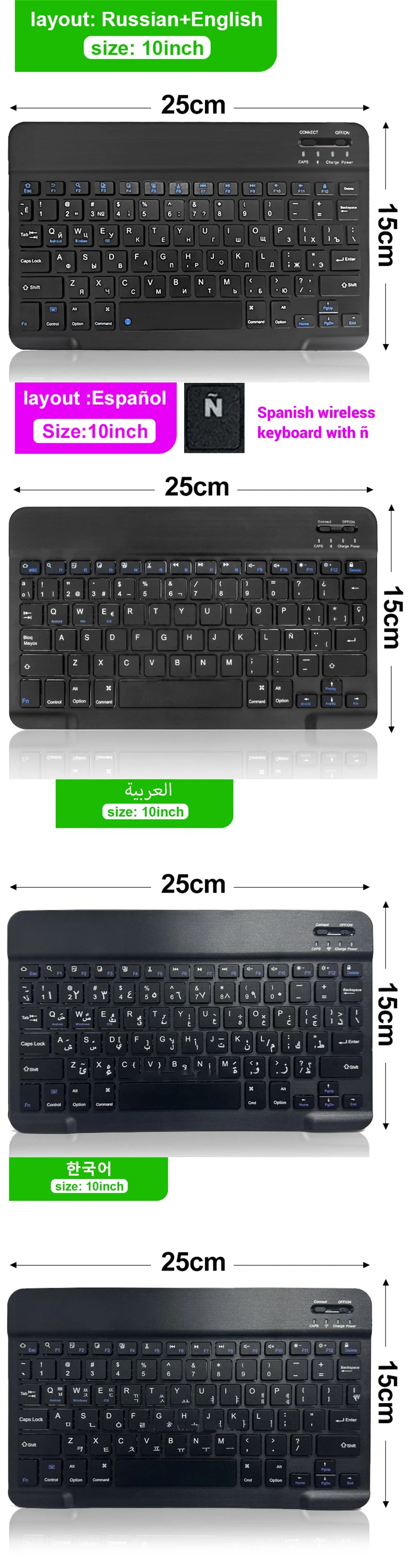 Bluetooth Wireless Keyboard & Mouse For Apple, Android, Windows Tablets