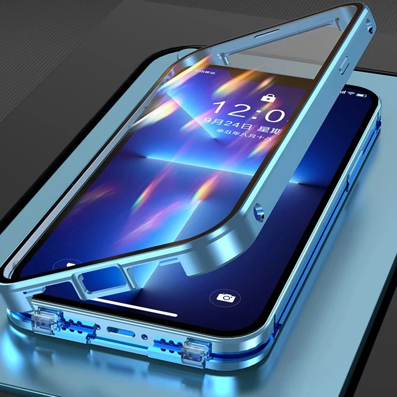 Apple iPhone 360° Full Protection Metal Magnetic Snap Lock Phone Case