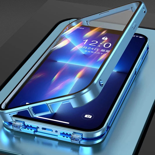 Apple iPhone 360° Full Protection Metal Magnetic Snap Lock Phone Case