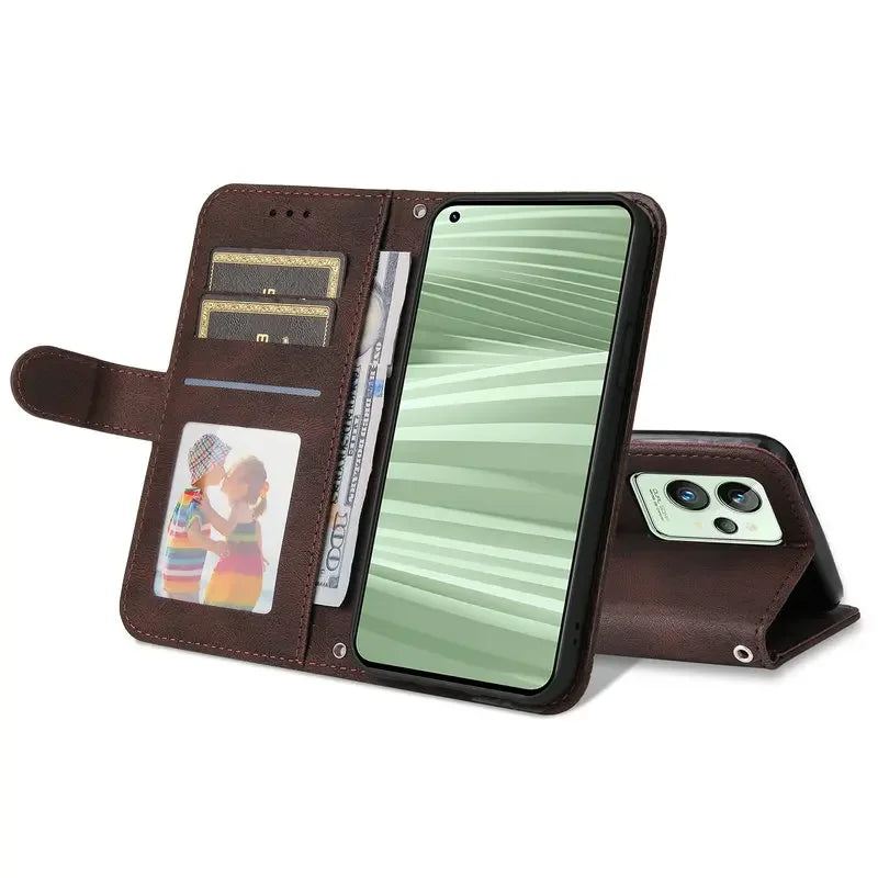 Realme Leather Book Wallet Case Magnetic Clasp