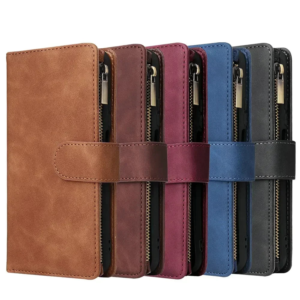 Leather Zipper Wallet Case for Samsung Galaxy